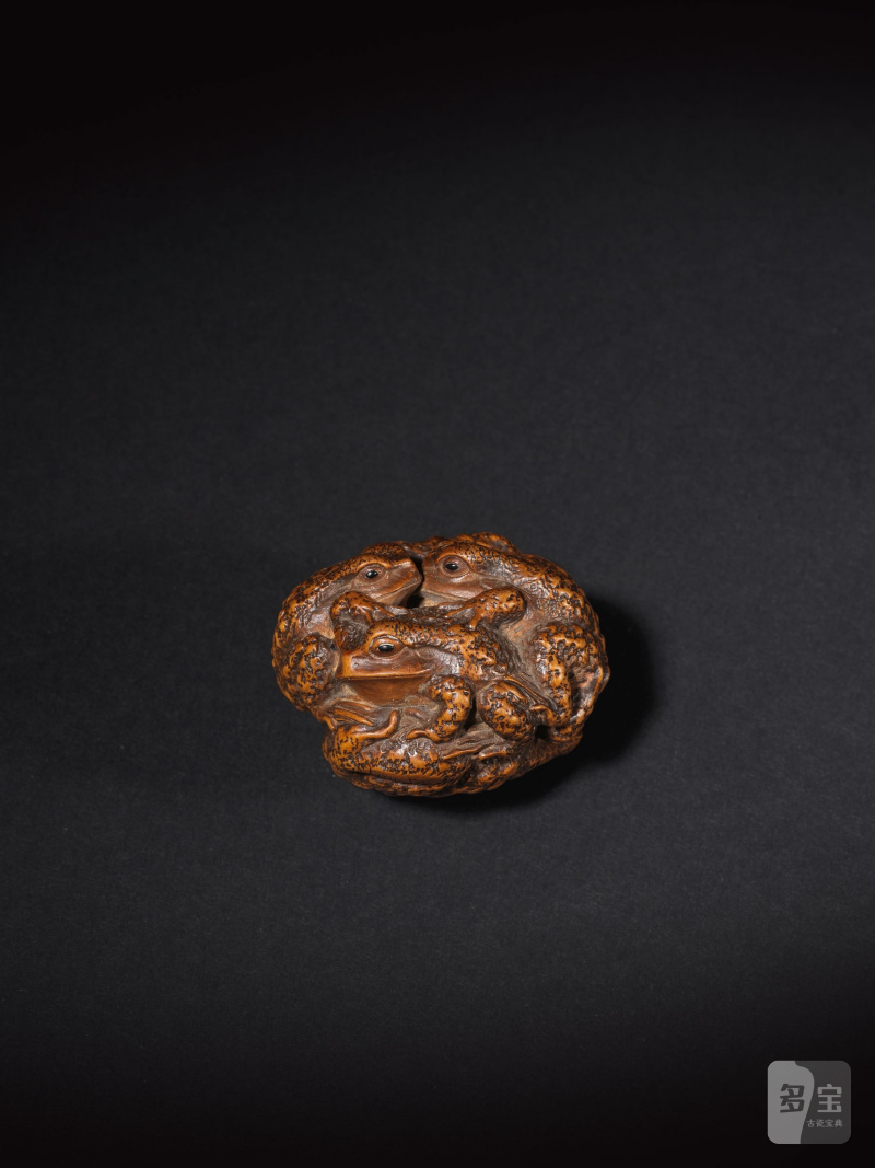 木彫根付 五匹の蝦蟇 銘「正直」 19世紀前期 | NETSUKE EN BOIS REPRÉSENTANT CINQ CRAPAUDS - 图10
